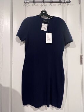 Theory Dark Denim Crew Neck Dress